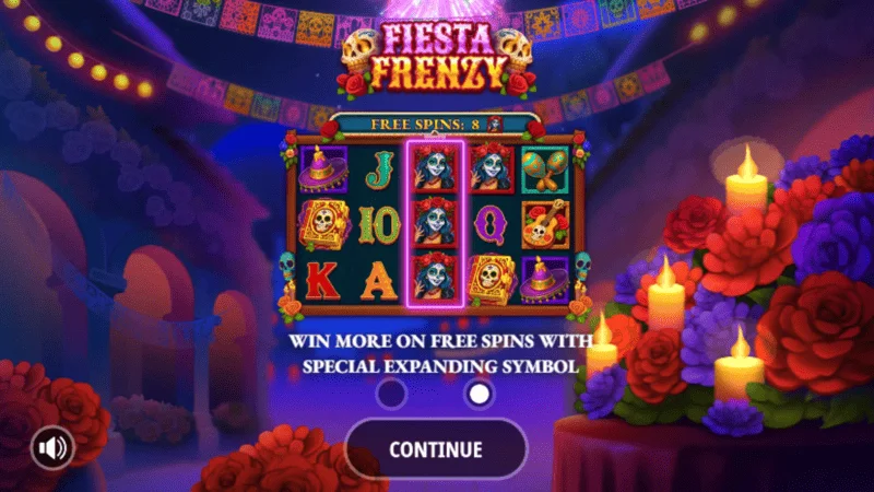 Fiesta Frenzy - huvudmeny och insatsinställningar